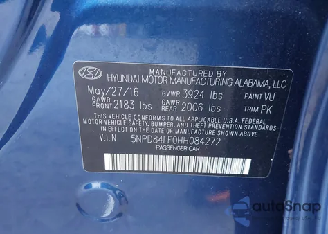 2017 Hyundai Elantra Se z USA, uszkodzony, nr VIN 5NPD84LF0HH084272